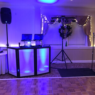 DJ booth with up lighting